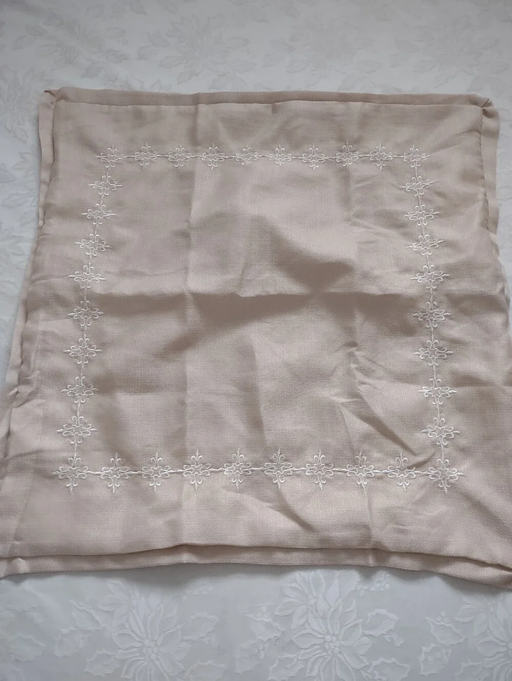 Embroidered Beige Pillow Cases Textured